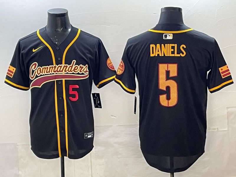 Men 2025 Nike Washington Commanders #5 Daniels Black 3th generation Joint Name Limited NFL Jersey 009
